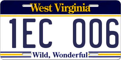 WV license plate 1EC006