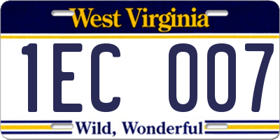 WV license plate 1EC007