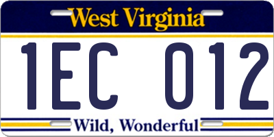 WV license plate 1EC012