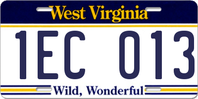 WV license plate 1EC013