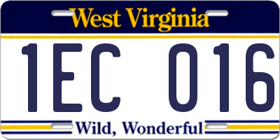 WV license plate 1EC016