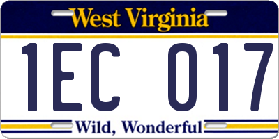 WV license plate 1EC017