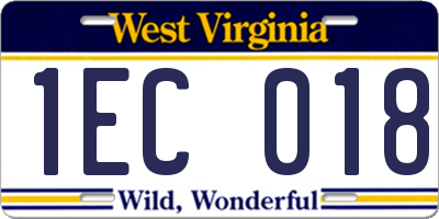 WV license plate 1EC018