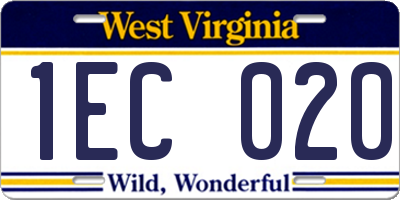 WV license plate 1EC020