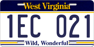 WV license plate 1EC021