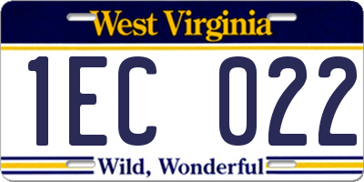 WV license plate 1EC022