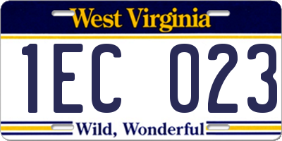 WV license plate 1EC023