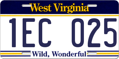 WV license plate 1EC025