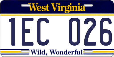WV license plate 1EC026