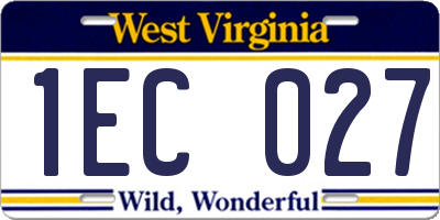 WV license plate 1EC027