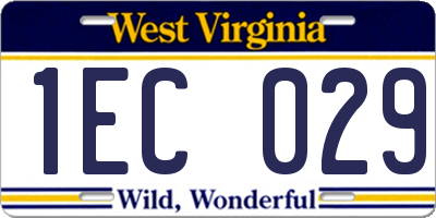 WV license plate 1EC029