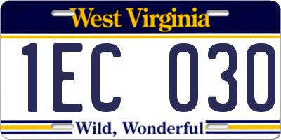 WV license plate 1EC030