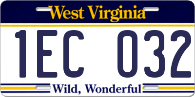 WV license plate 1EC032