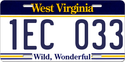 WV license plate 1EC033