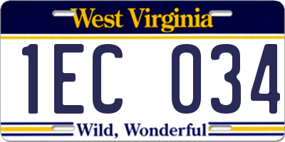 WV license plate 1EC034