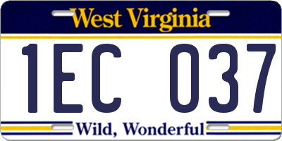 WV license plate 1EC037