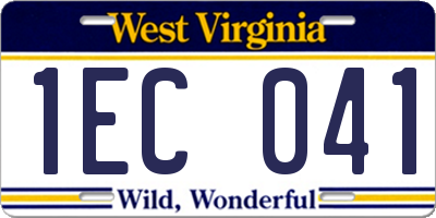 WV license plate 1EC041