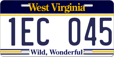 WV license plate 1EC045