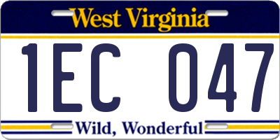 WV license plate 1EC047