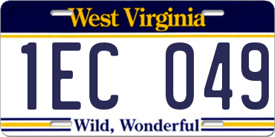 WV license plate 1EC049