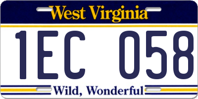 WV license plate 1EC058