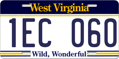 WV license plate 1EC060