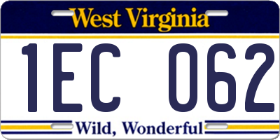 WV license plate 1EC062