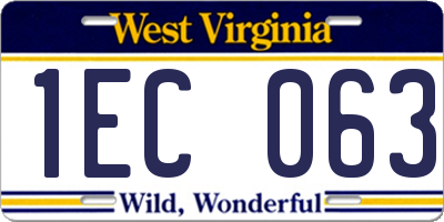 WV license plate 1EC063