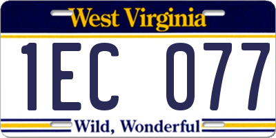 WV license plate 1EC077