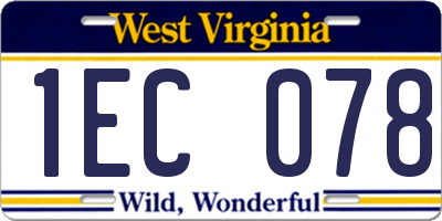 WV license plate 1EC078