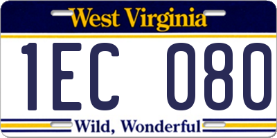 WV license plate 1EC080