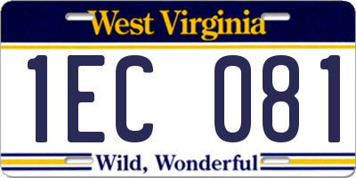 WV license plate 1EC081