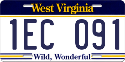 WV license plate 1EC091