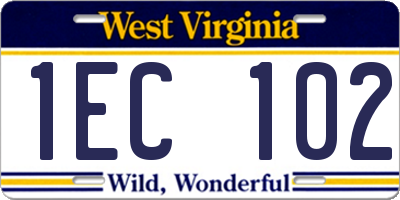 WV license plate 1EC102