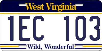 WV license plate 1EC103
