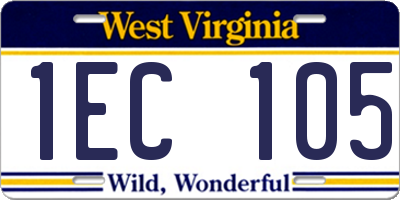 WV license plate 1EC105