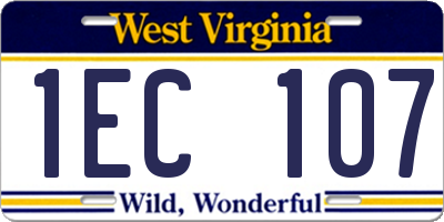 WV license plate 1EC107