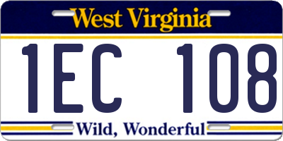 WV license plate 1EC108