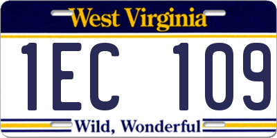 WV license plate 1EC109