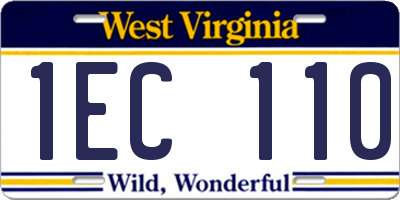 WV license plate 1EC110