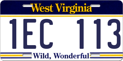 WV license plate 1EC113