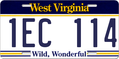 WV license plate 1EC114