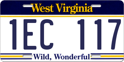 WV license plate 1EC117
