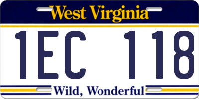 WV license plate 1EC118
