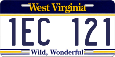 WV license plate 1EC121