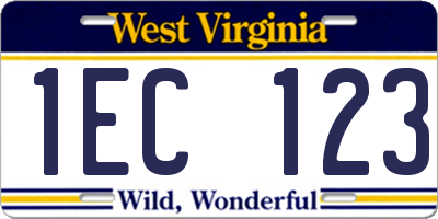 WV license plate 1EC123