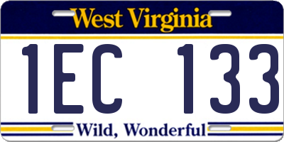 WV license plate 1EC133