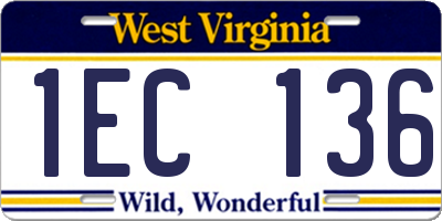 WV license plate 1EC136