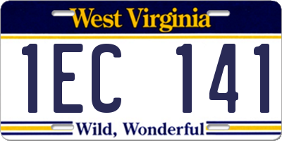 WV license plate 1EC141