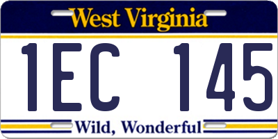 WV license plate 1EC145